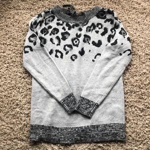 Gray leopard print sweater